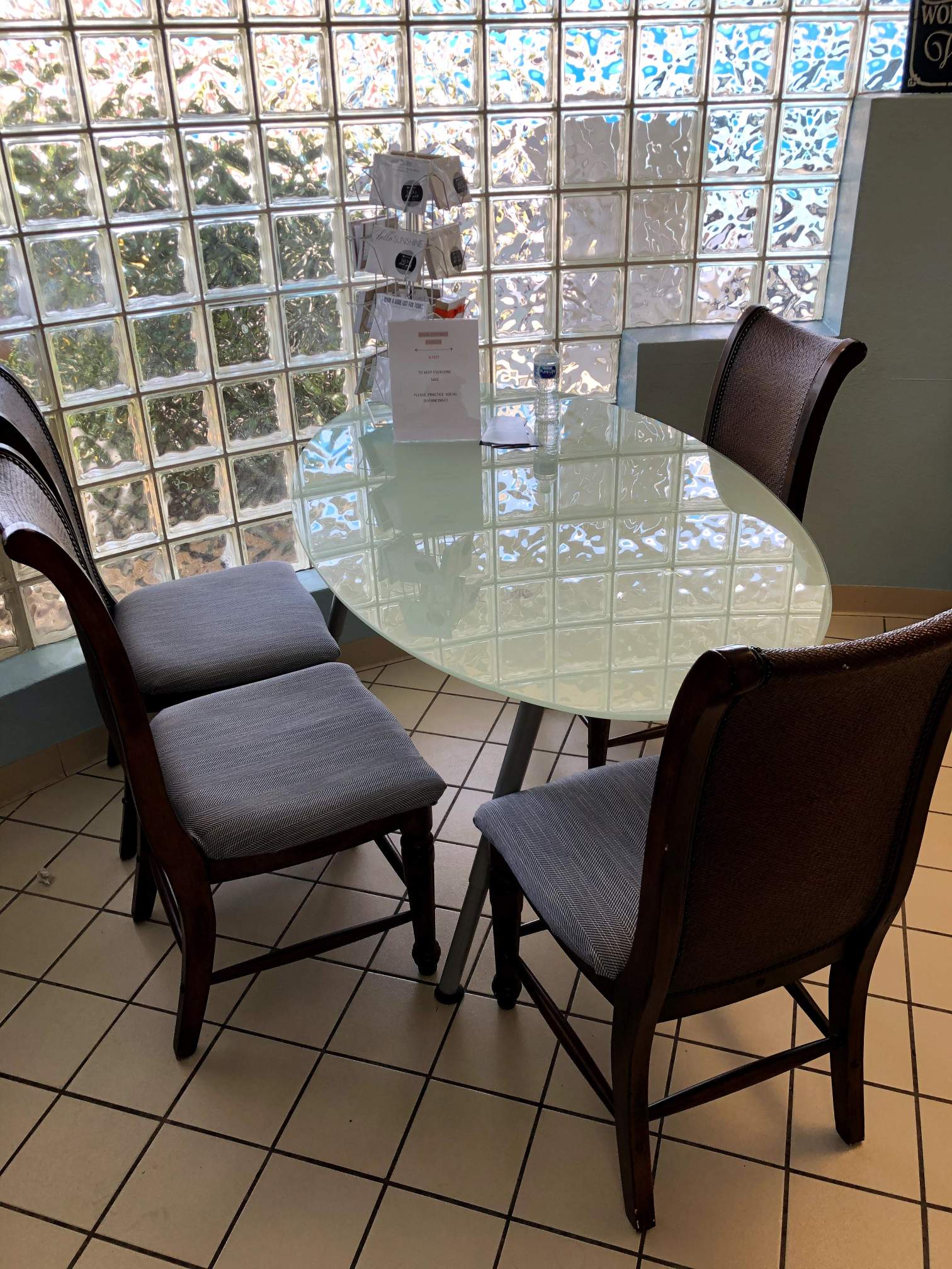 Table and chairs inside